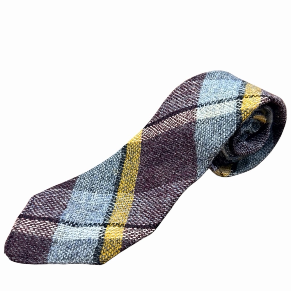 MacDiarmid of Skye Wool Tie Plaid Tartan Burgundy Gray Yellow Scotland 3" Wide